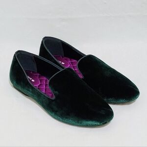 Women's Birdies The Starling Green Velvet Slip On Loafer Flat Shoes Size 9.5W